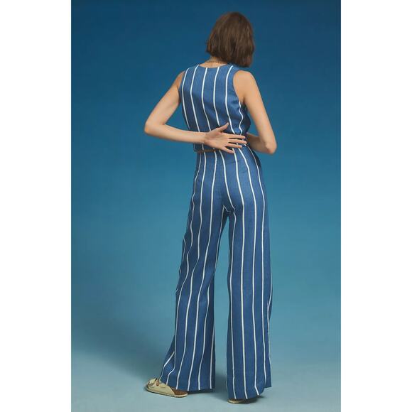 Faithfull La Plage De Mau Striped Wide-Leg Pants - New Large - Picture 4 of 6